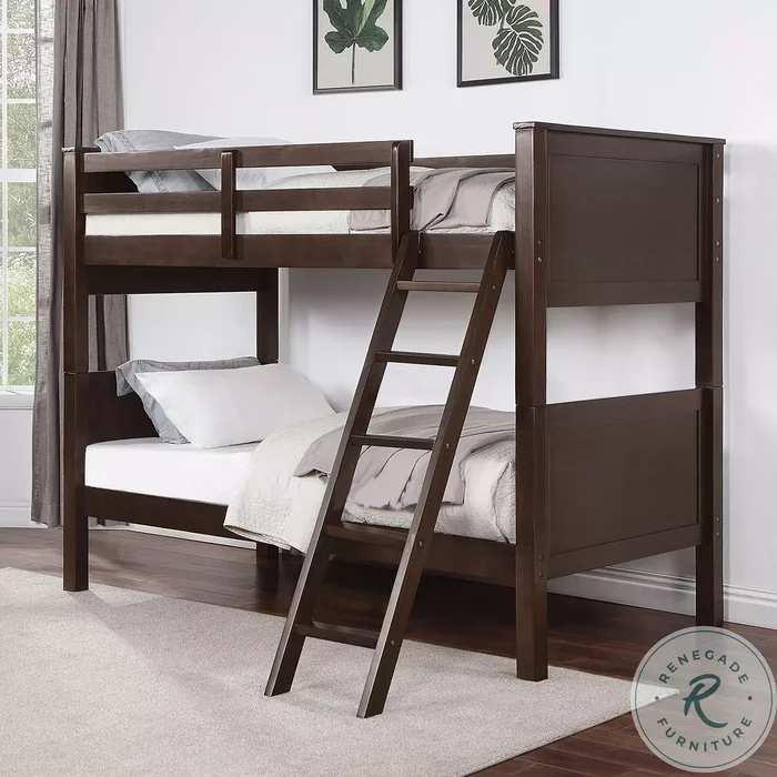 Stamos Walnut Twin Over Twin Bunk Bed