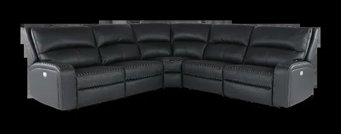 Star Black 5-Piece Power Reclining Sectional with Adjustable Headrests