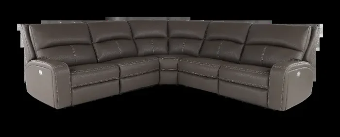 Star Gray Haze 5-Piece Power Reclining Sectional with Adjustable Headrests