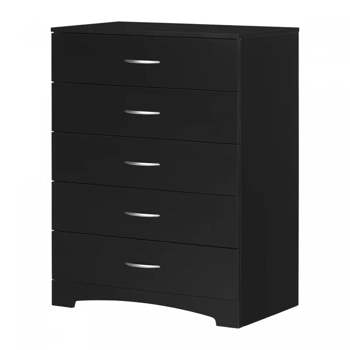 Step One 5-drawer Chest – Pure Black | Step One Commode 5 Tiroirs – Noir Solide