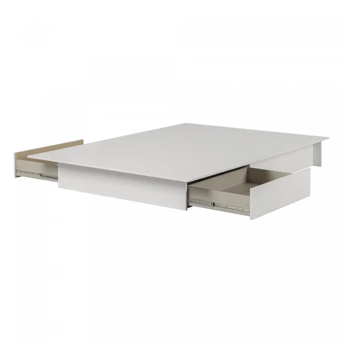 Step One Platform Bed With Drawers – Pure White | Step One Lit Plateforme Avec Tiroir – Blanc Solide