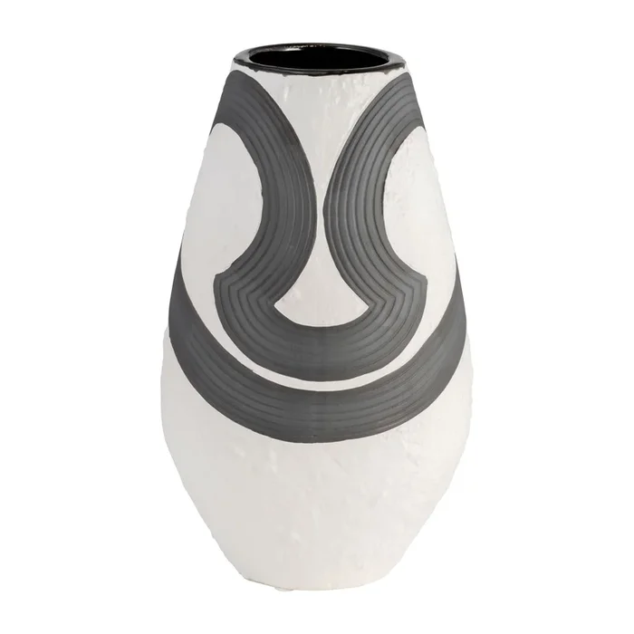 Stoneware 11″ Noir Vase – Black and White|Vase de 11 po en grès noir – noir et blanc