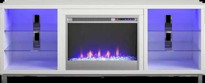 Tabbert White 64 in. Console with Electric Fireplace