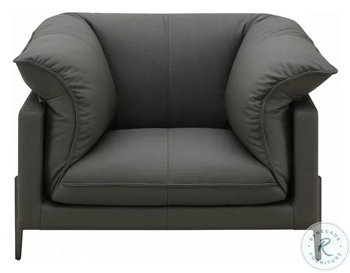 Tadi Black Top Grain Leather Chair