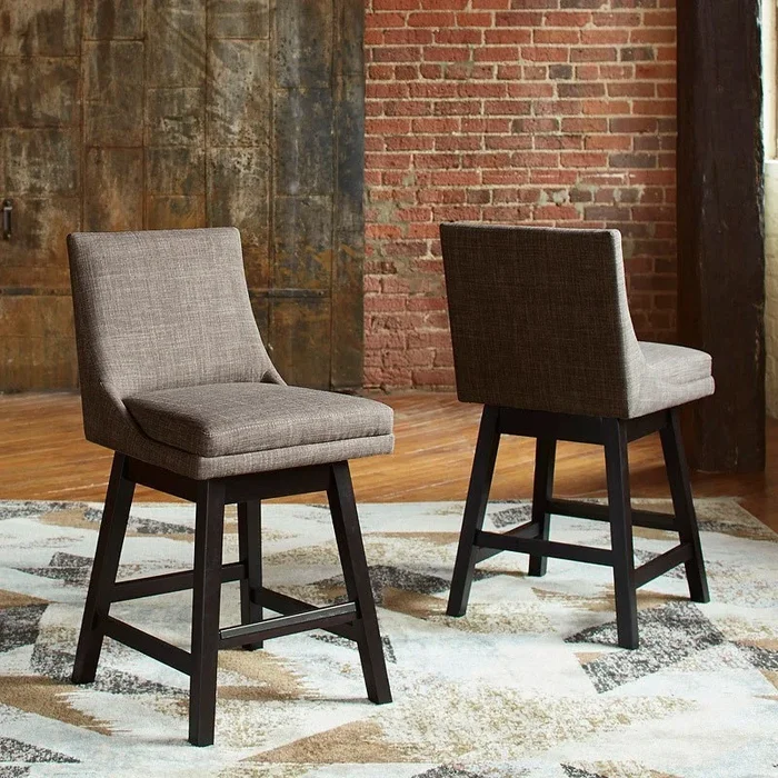 Tallenger Light Gray Upholstered Swivel Barstool (Set of 2)