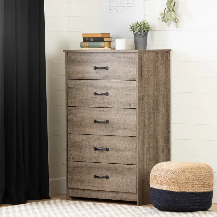 Tassio Farmhouse Weathered Oak Chest of Drawers – South Shore