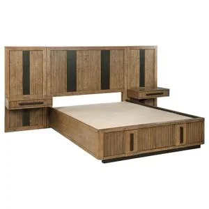 Terrace California King Wall Panel Storage Bed Ash Brown