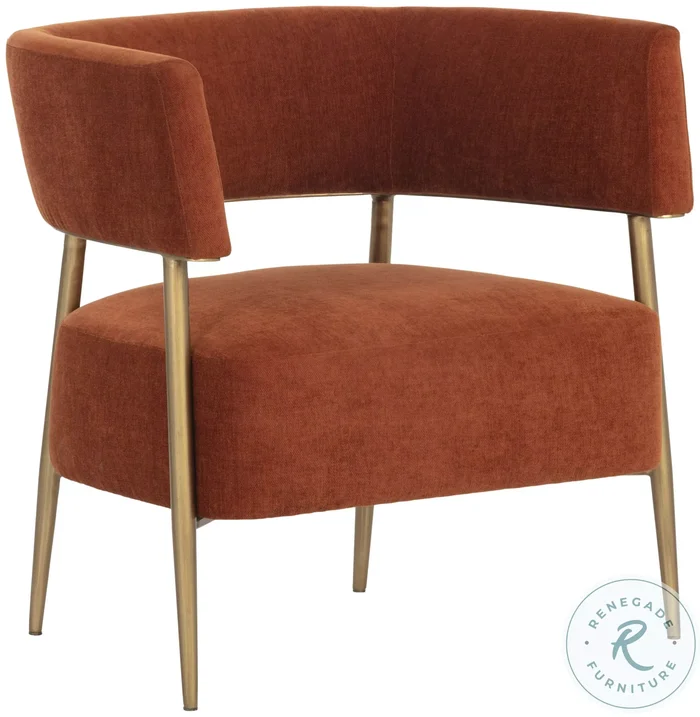 Theo Rust Fabric Maestro Lounge Chair