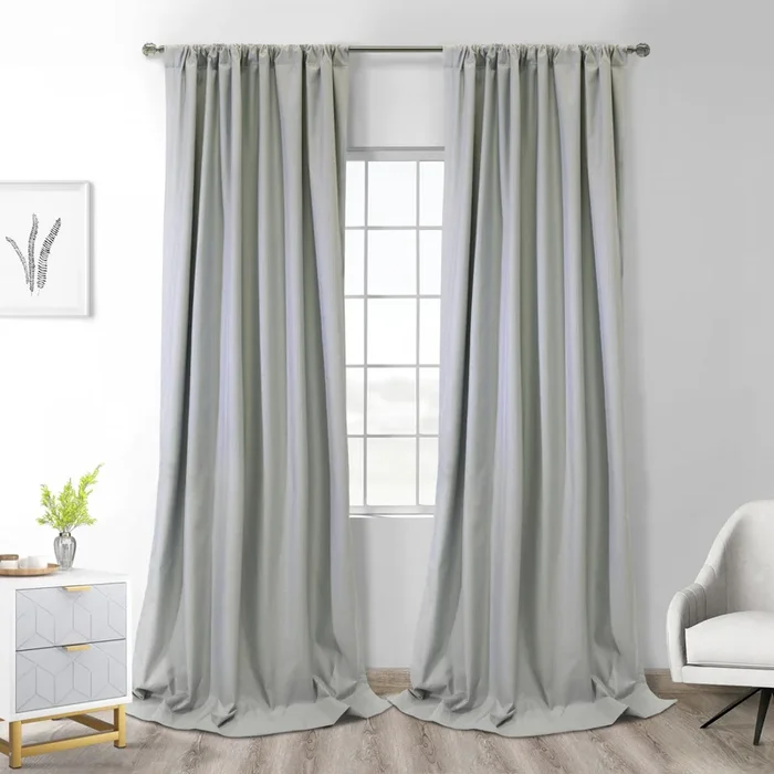Thermaplus Brooklyn Grey Blackout Dual Header Curtain Panel – 52 x 108|Panneau de rideau coupe-lumière Brooklyn gris à double têtes de Thermaplus – 52 x 108