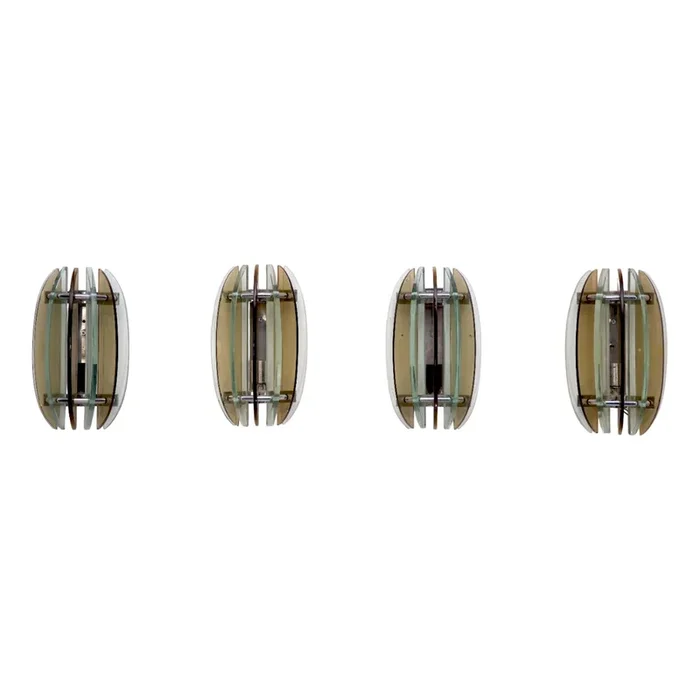 Thick Glass Sconces from Veca, Italy, 1960s, Set of 4