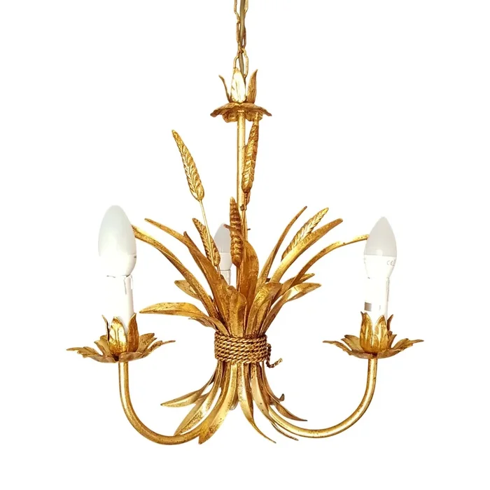 Three-Armed Wheat Chandelier by Hans Kögl, Italy, 1960s