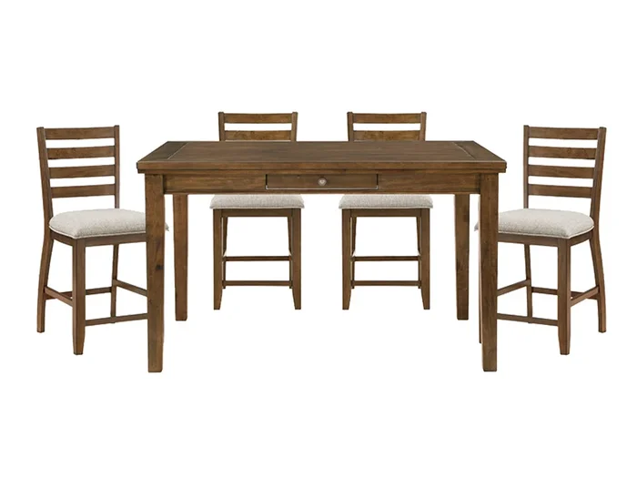 Tigard Brown Counter Height Dining Set with Table & 4 Stools
