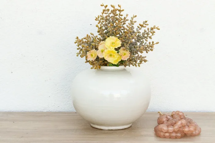 Timeless Asian White Moon Ceramic Pot