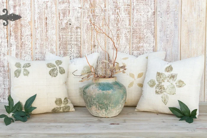 Toli Leaf Printed Organic Silk Pillow (Trade)