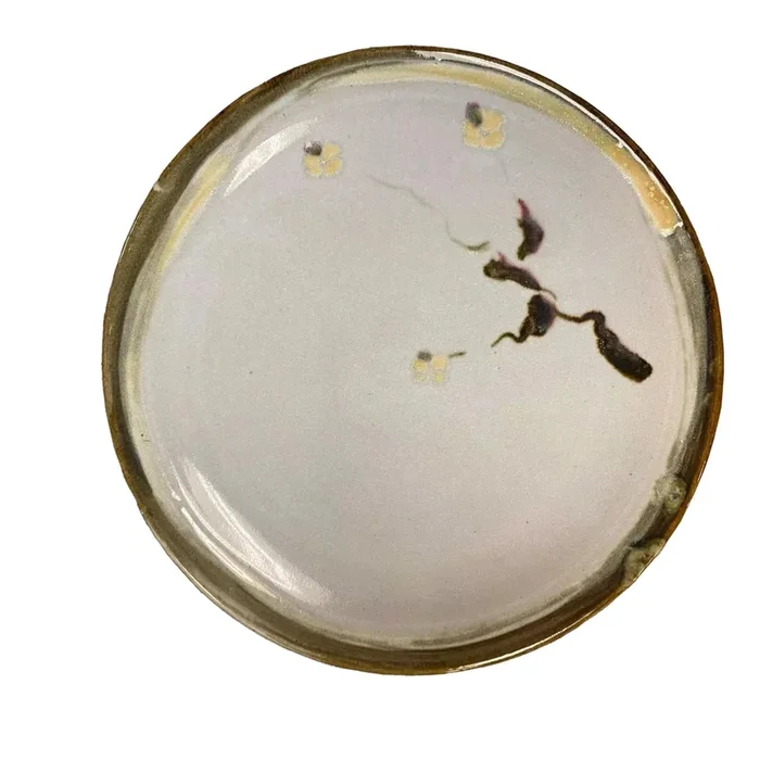 Tony Evans Large Light Blue with Floral Design Ceramic Platter Signed