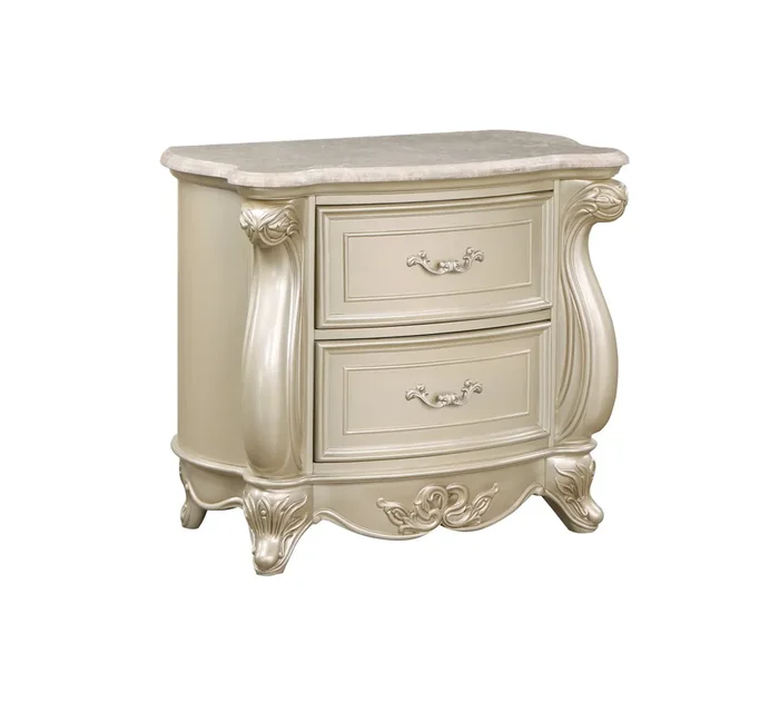 Traditional Nightstand with Marble Top
