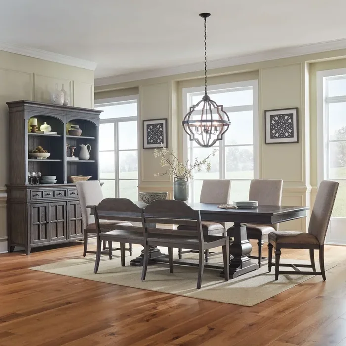Traditional Optional 6-Piece Dining Trestle Table Set