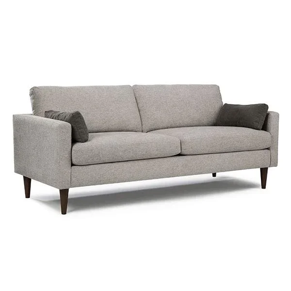 TRAFTON COLLECTION LEATHER STATIONARY SOFA W/2 PILLOWS- S10DWLU