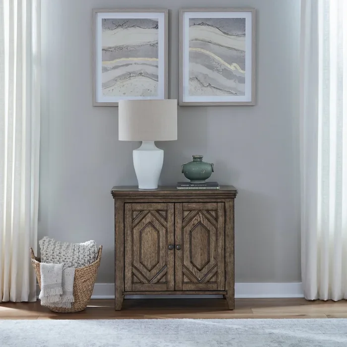 Transitional 2-Door Bedside Chest with Charging Station