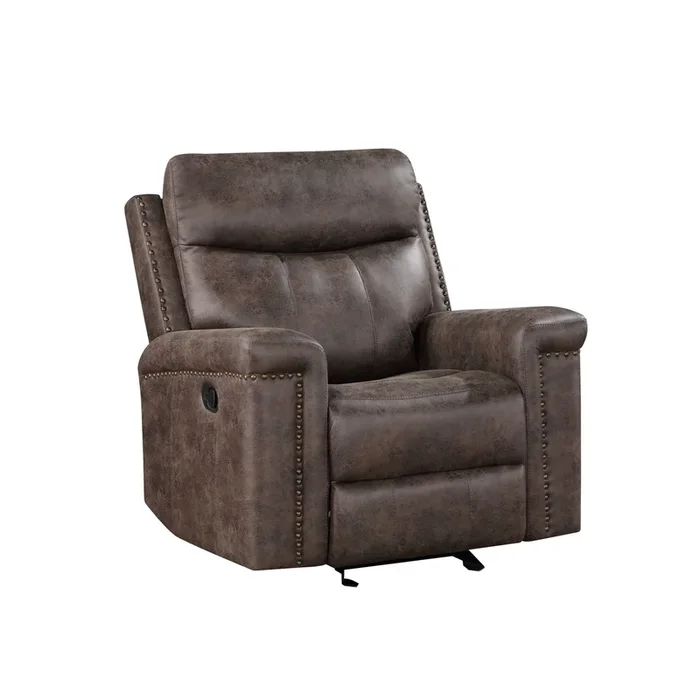 Transitional Glider Recliner with Nail-Head Trim