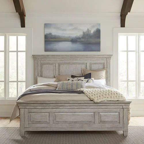 Transitional King California Panel Bed with Decorative Molding