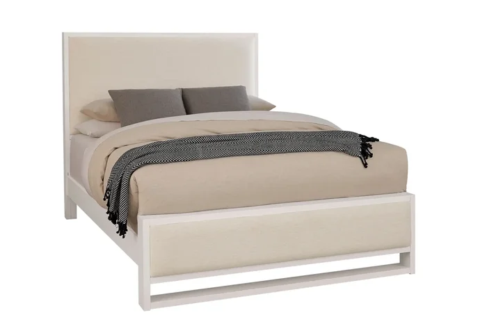 Transitional King Upholstered Panel Bed