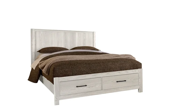 Transitional Queen Poster Bed with Footboard Storage