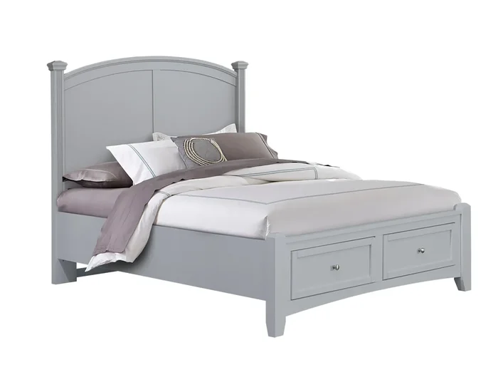 Transitional Queen Poster Bed with Storage Footboard