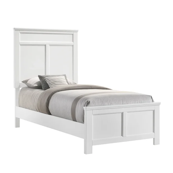 Transitional Twin Panel Bed with Decorative Molding