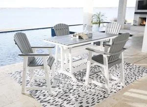 Transville Outdoor Counter Height Dining Table With 4 Barstools
