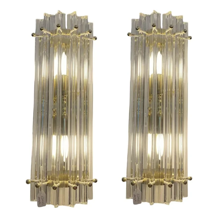 Trihedral Murano Glass Sconces by Murano, Set of 2