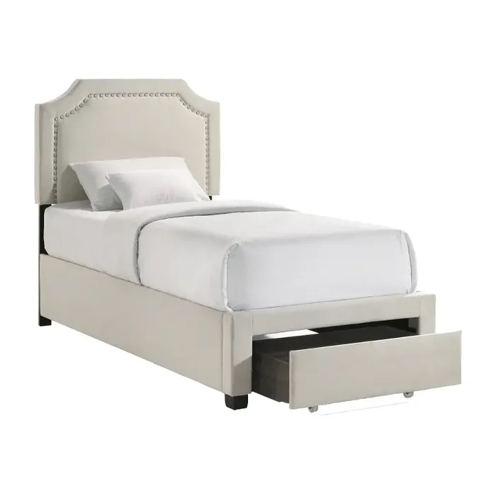 Tropic Beige Twin Upholstered Storage Bed