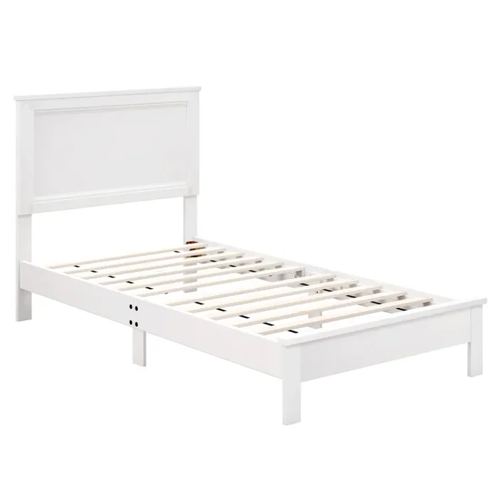 Twin Size Wooden Bed Frame with Headboard and Slat Support