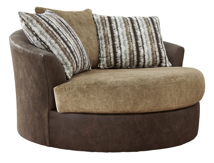 Two-Tone Oversized Swivel Accent Chair