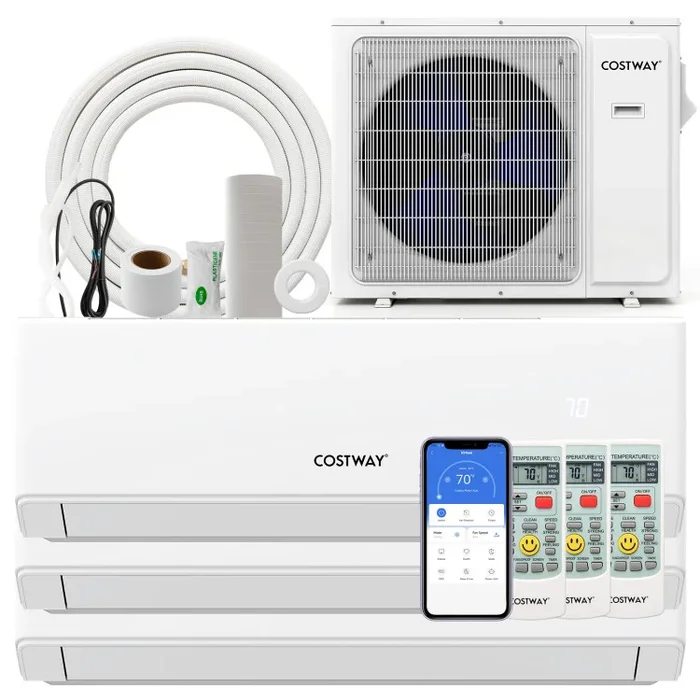 UltrEco Series 30000 BTU 3 Zone 23 SEER2 Mini Split Air Conditioner Wifi Enabled with Heat Pump