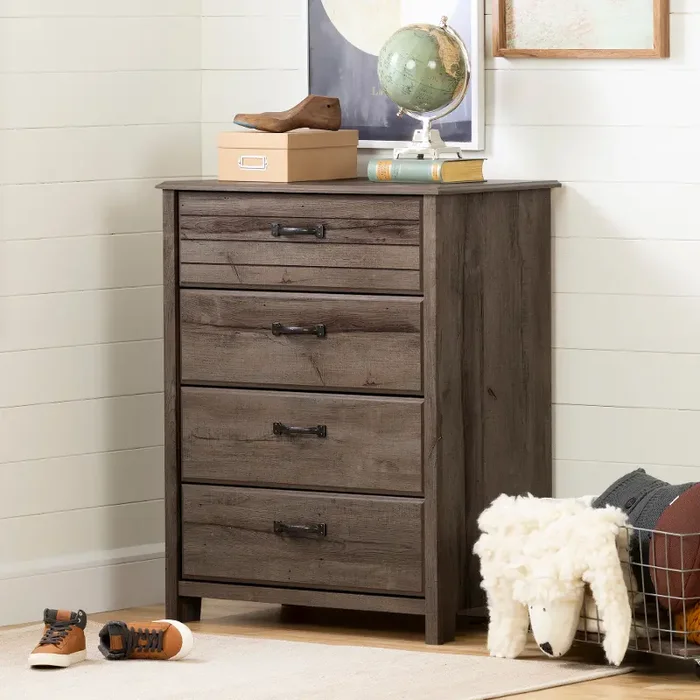 Ulysses Brown Oak 4-Drawer Chest – South Shore