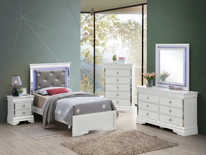 Verona Silver Champagne Youth Panel Bedroom Set