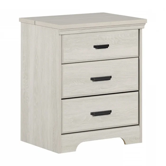 Versa Nightstand with Charging Station & Drawers – Winter Oak|Table de nuit Versa avec station de recharge et tiroirs – chêne hivernal