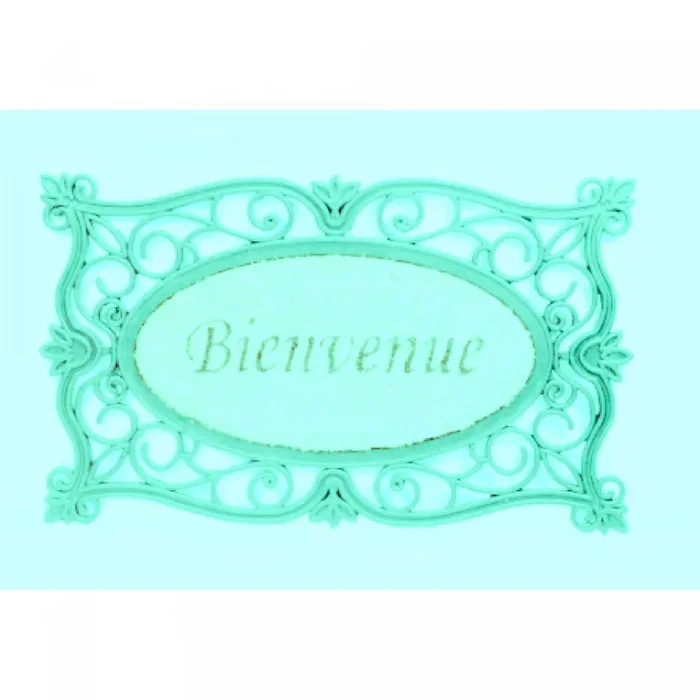 Victorian Bienvenue Rubber & Brush Floormat|Tapis de plancher « Bienvenue » en caoutchouc et tapis-brosse de style victorien
