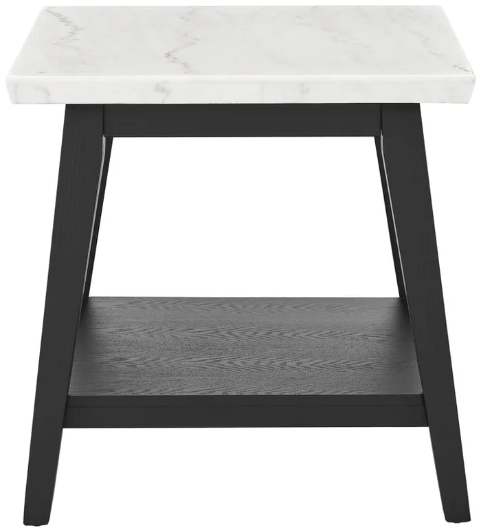 Vida White and Black Marble Top Square End Table