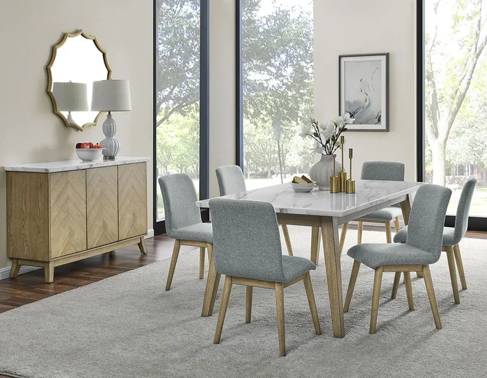 Vida White Marble Top Dining Room Set