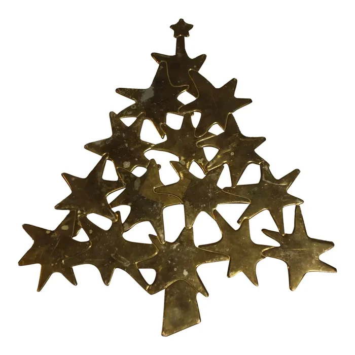 Vintage Brass Christmas Tree Trivet