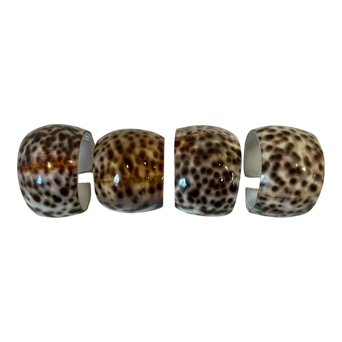 Vintage Cowrie Shell Napkin Rings – Set of 4