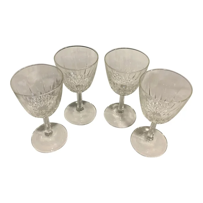 Vintage Durand Diamant Crystal Wine Glasses- Set of 4