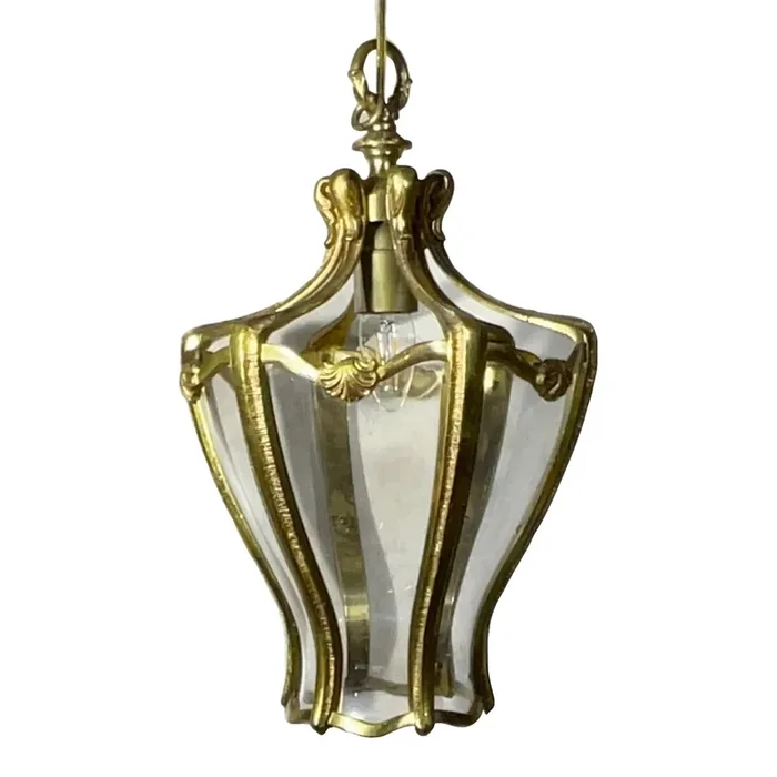 Vintage French Bronze Lantern Pendant Light