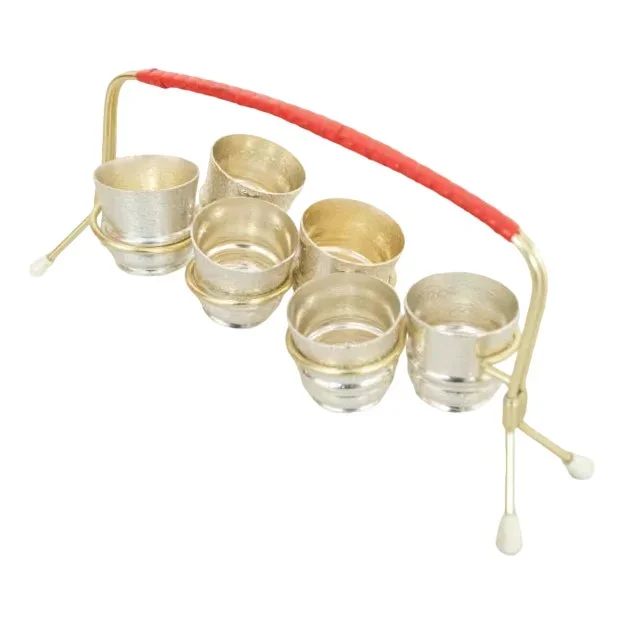 Vintage Glasses with Holder in Metal