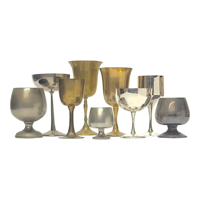 Vintage Mixed Metals Goblet Curation – Group of 9