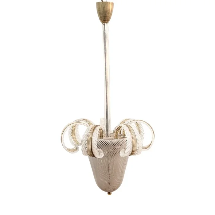 Vintage Pendant in Reticello Murano Glass, 1930s
