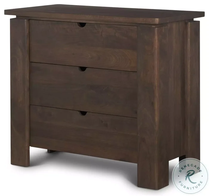Wallen Dark Brown Solid Wood 3 Drawer Accent Cabinet