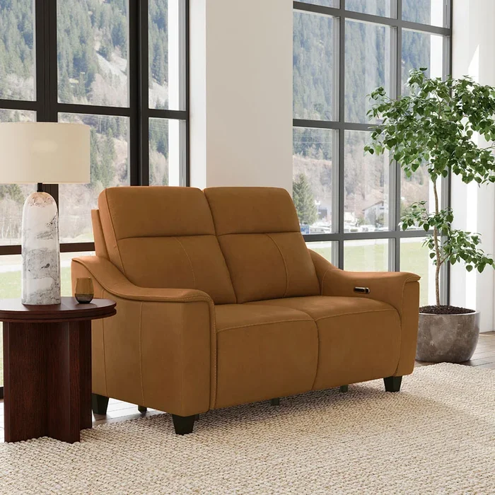Walter Power Reclining Loveseat w/ Power Headrests (Honey)